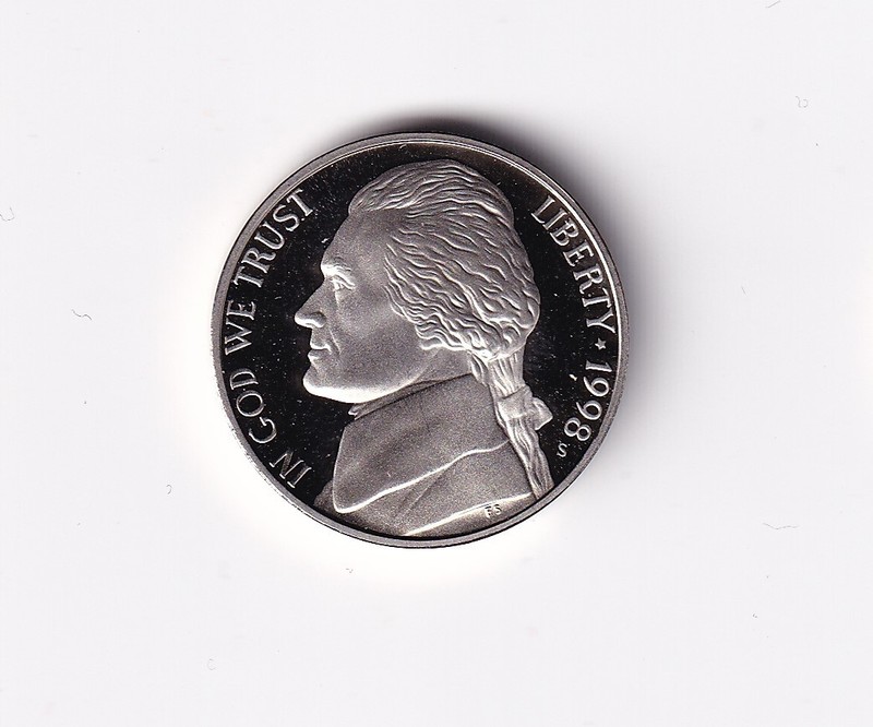 1998 S Proof Jefferson Nickel 5c Coin from Proof Set #564