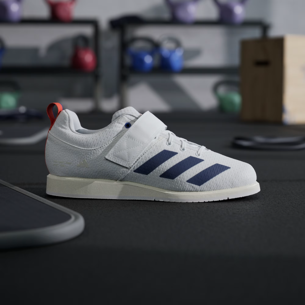 Adidas Powerlift 5 Weightlifting Shoes White Blue Orange  display picture 1