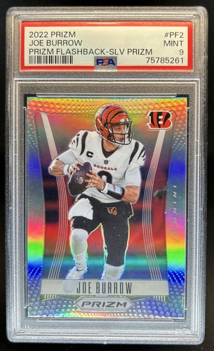 2022 Panini Prizm Joe Burrow Flashback Prizm Silver #PF-2 Bengals PSA 9