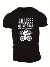 Men'S Casual Crew Neck T-Shirt with German Quote & Mountain Bike Graphic, Sligh
