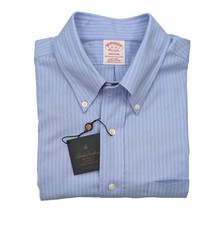 NWT Brooks Brothers Men's Madison Non-Iron Blue Stripe Dress Shirt 16-32 Coastal
