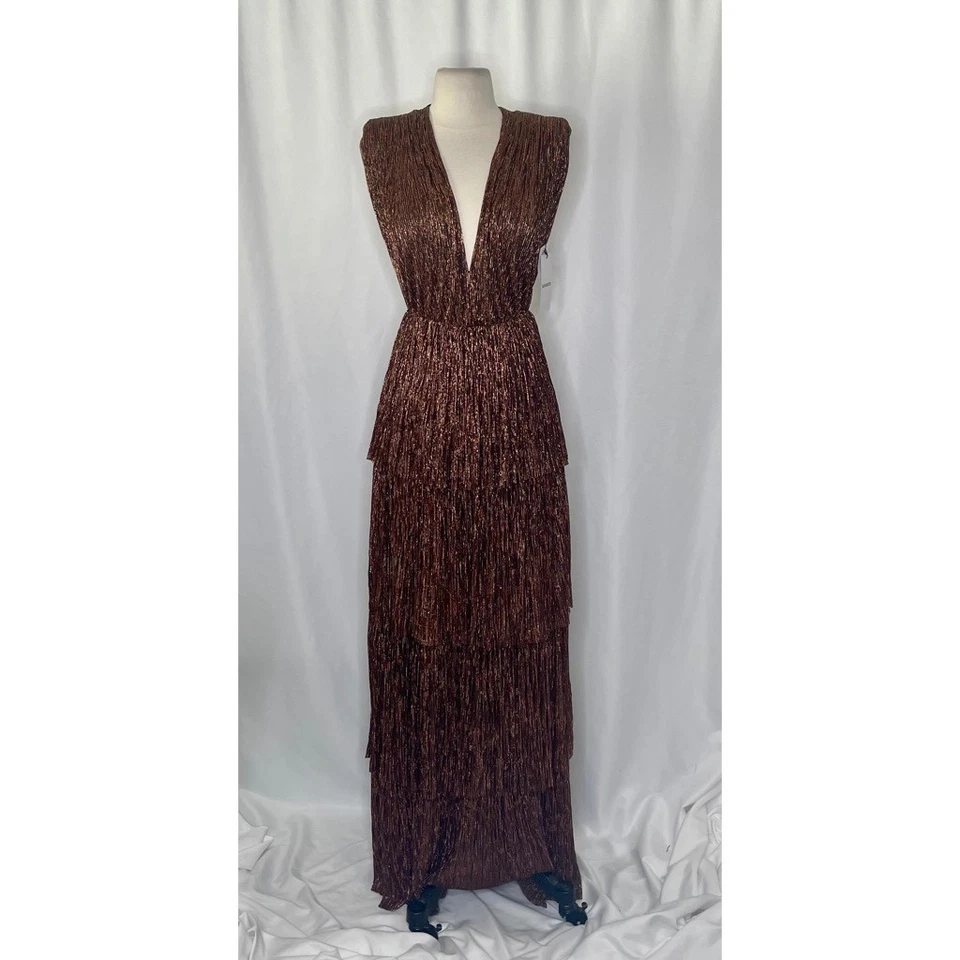 NWT!! Revolve SABINA MUSAYEV Skylar Full Length Gown Bronze Party Glam X-Small - Image 2 of 4