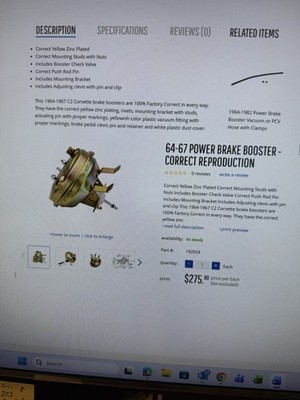 1964-67 Corvette Power Brake Booster-Correct Reproduction