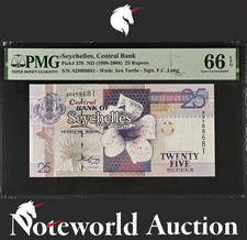 Seychelles 25 Rupees ND (1998-2008) P 37b UNC PMG 66 EPQ 3rd TOP POP