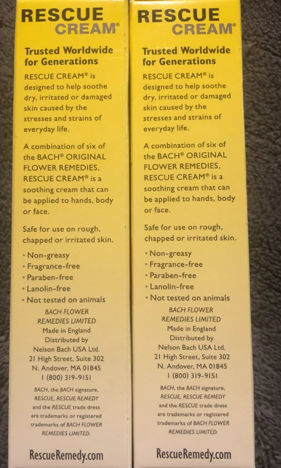 Nuevo Lote De 2 Bach Rescate Crema Calmante y Cuidado Piel 1ozx2 Homeopática 9/2026 Foto 2 de 4