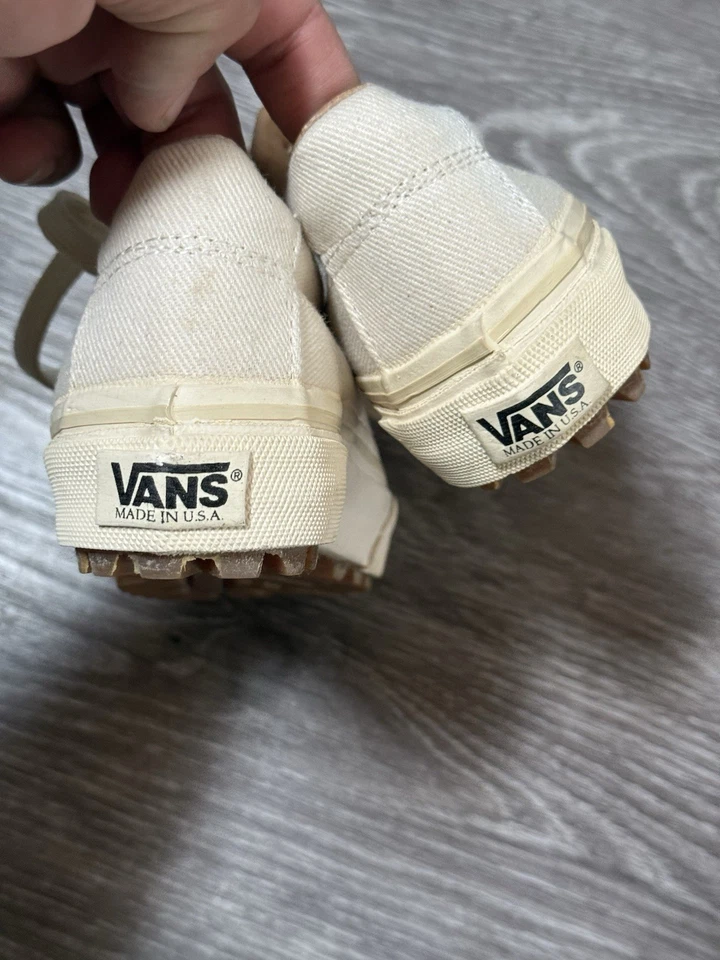Vintage 70s 80s Vans Rare Made In USA Small Size 5.5 White - Image 2 of 4