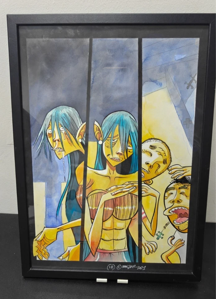 Hand Drawn Water Colored Comic Page Artwork - Image 1 of 3