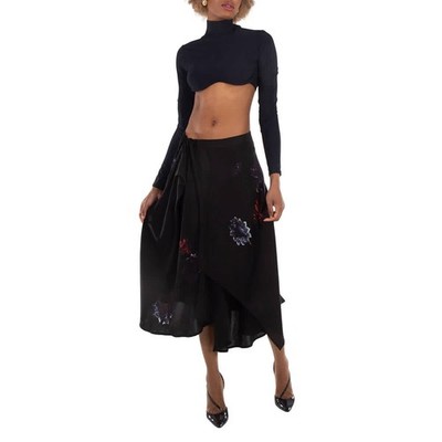 Yohji Yamamoto Drape and Gather Detail Silk Skirt, Brand Size 2 (Medium)