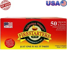Natural Fire Starters 50 Count Non-Toxic Weather Resistant Campfire BBQ Red New