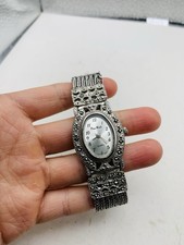 Vintage Pierre Nicol Art Deco Fancy Foxtail Marcasite Silver Tone Watch As Is
