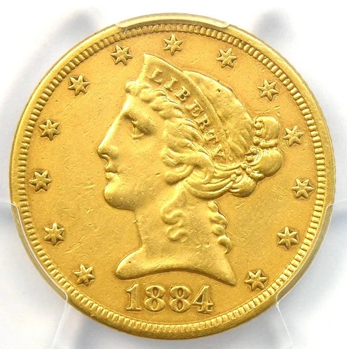 1884-CC Liberty Gold Half Eagle $5 Coin - PCGS XF Detail - Rare Carson Gold Coin