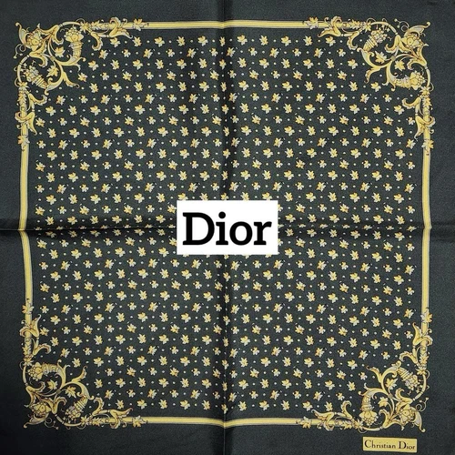 Christian Dior poche motif feuille carrée mousse vert soie authentique du Japon RIN