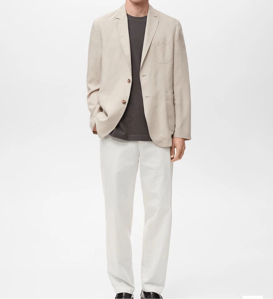 Mango by Mango Delave Smart Slim Fit linen Lyocell Blazer Mens 46 NWT - Image 3 of 4