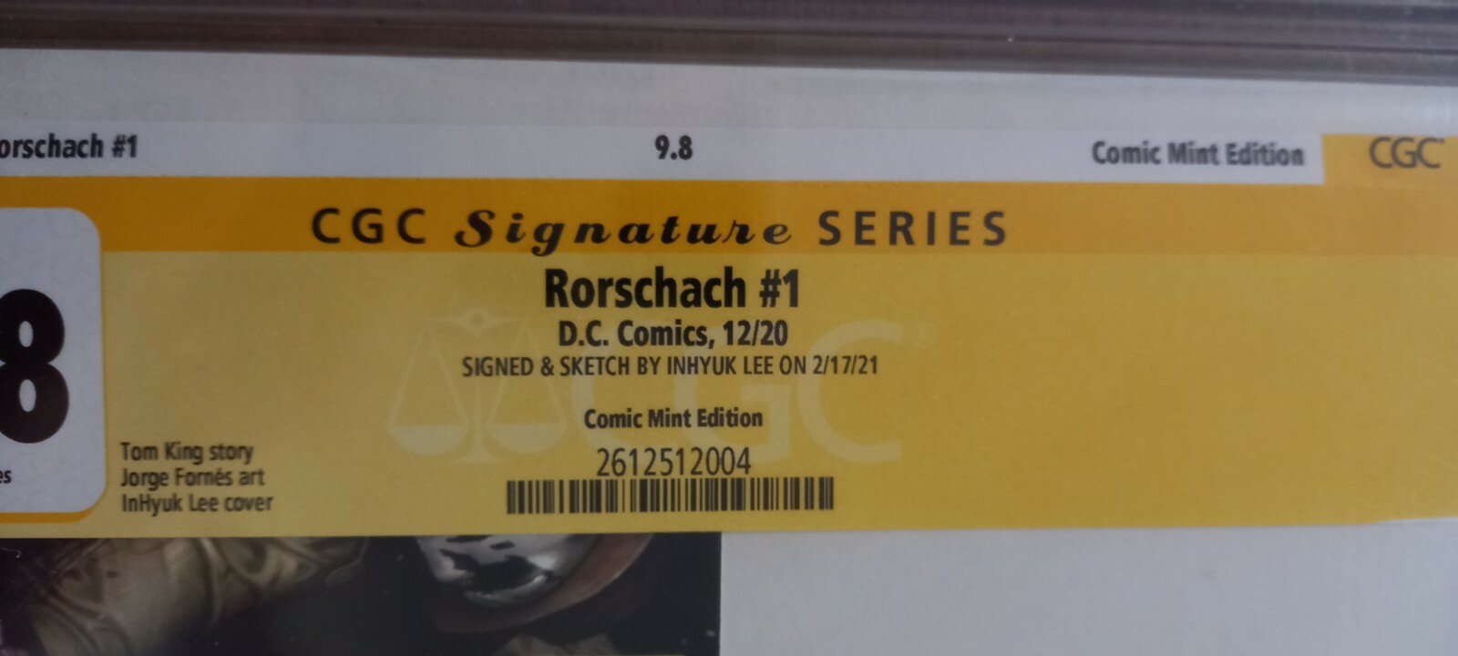 RORSCHACH #1 InHyuk Lee Variant Cover LTD To 600 With COA