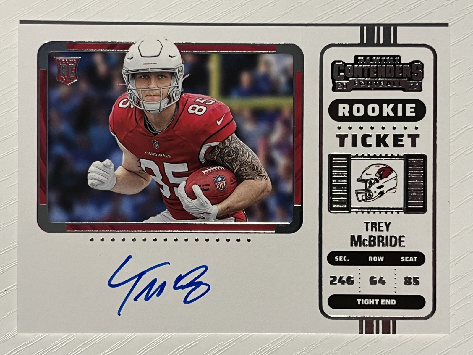 Trey McBride 2022 Panini Contenders Rookie Ticket Auto Variation #136 Cardinals