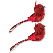 Cardinal Bird Ornament for Christmas Tree Decor, 9 inch - Set of 2, Red Holiday