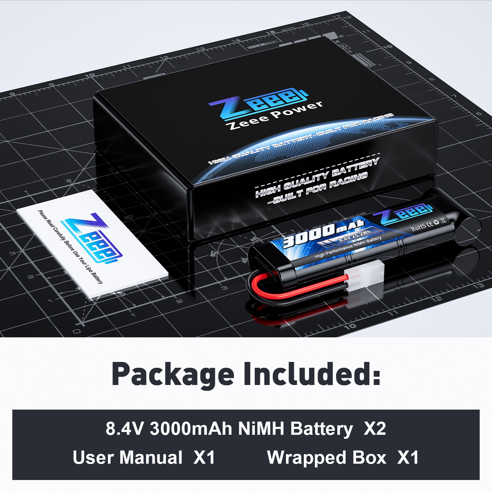 2x Zeee 8.4V 3000mAh NiMH Battery Tamiya Plug for RC Car LOSI HPI Tamiya Kyosho