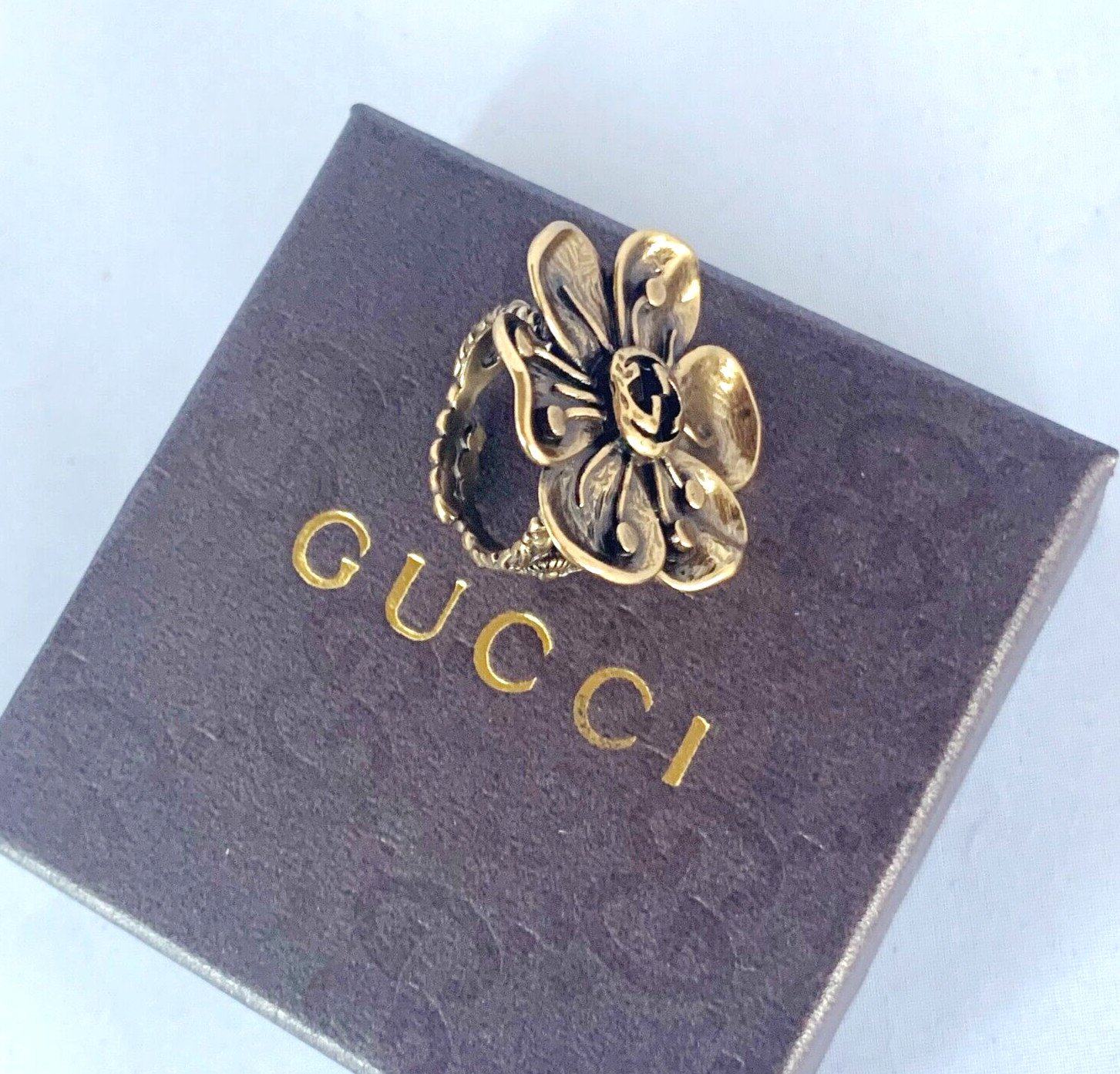 Gucci Flower Interlocking Ring (Adjustable) Aged … - image 1
