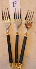 Set of 3 SASAKI TUCANO Matte Black Gold Dessert Forks Salad E