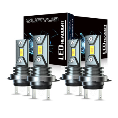 H7+H7 LED Headlight Combo 4 High Low Beam Bulbs Kit Super White Bright Lamps