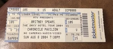 BRITNEY SPEARS RARE UNUSED PHANTOM CONCERT TICKET CONCORD, CA 08/08/2004