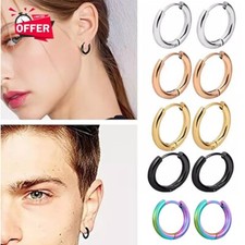 Men/Women Thick Huggie Earrings Hoops Surgical Stainless-Steel Pair 8mm-20mm UK