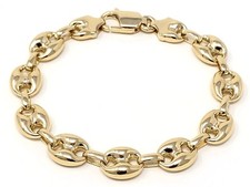 14k Yellow Gold Solid Puffy Mariner Chain Bracelet 8.75" 10.7mm 60 grams