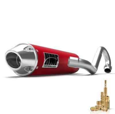 HMF PERFORMANCE FULL EXHAUST RED W/ BRUSH EURO CAP + JET KIT BRUTE FORCE 750
