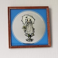 Holly Hobbie Picture Mirror 1970's Hobby Framed Kitsch Vintage
