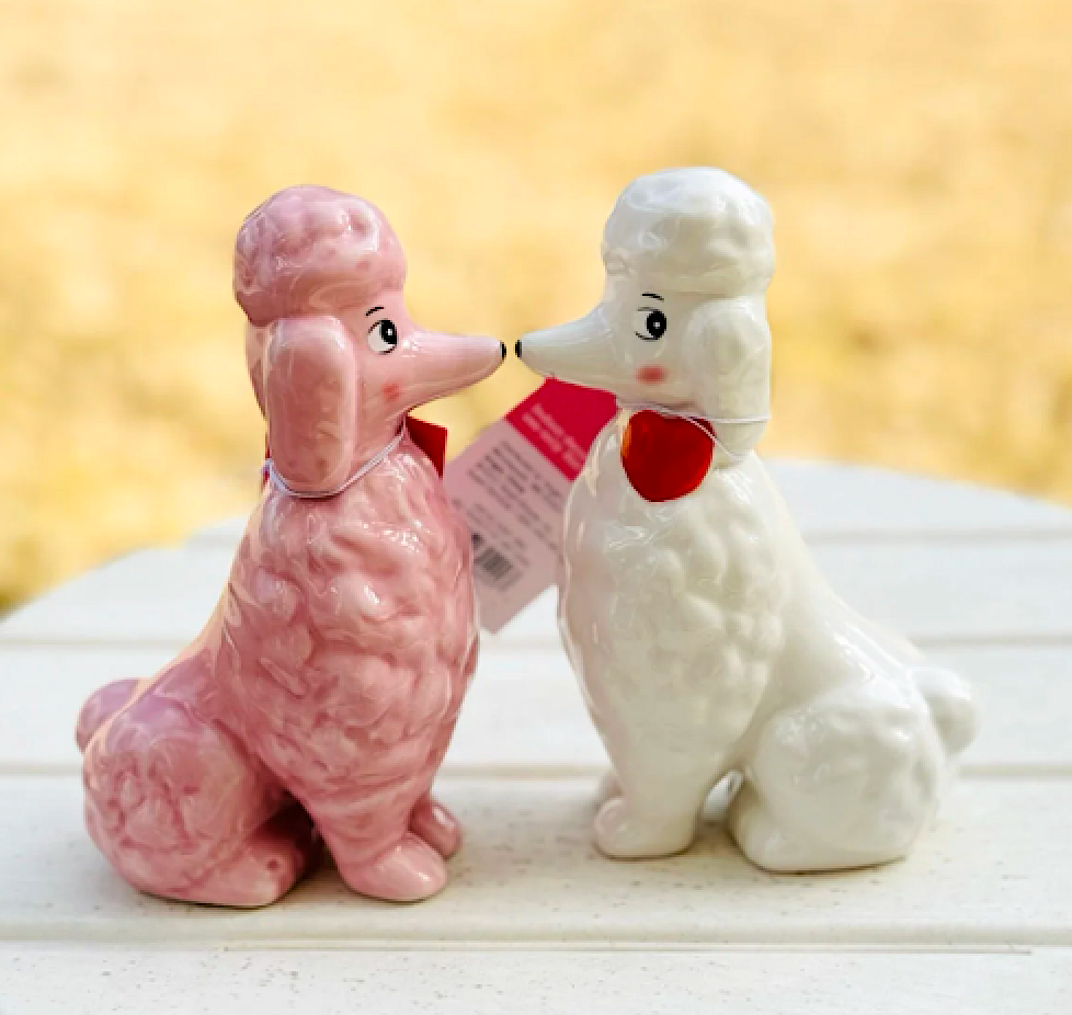 Target Poodle Ceramic Poodle Dog SET of 2 Pink And White-TARGET Spritz Valentines Day ...