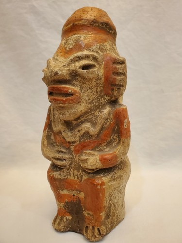 400-800 AD Moche Period Pre-Columbian Sheep-Faced Pottery Effigy - 9"x4" - Picture 8 of 12