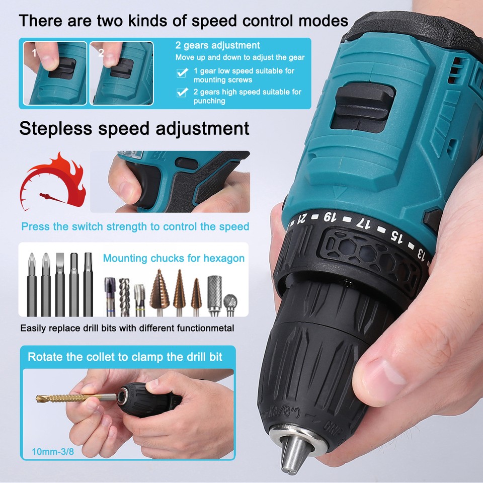16.8V Cordless Driver Drill Household Electric Screwdriver Regulation