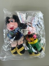 Set of Tourist Mickey Mouse  Hula Minnie Plush Bean Bag Disney Store NWT  Bag