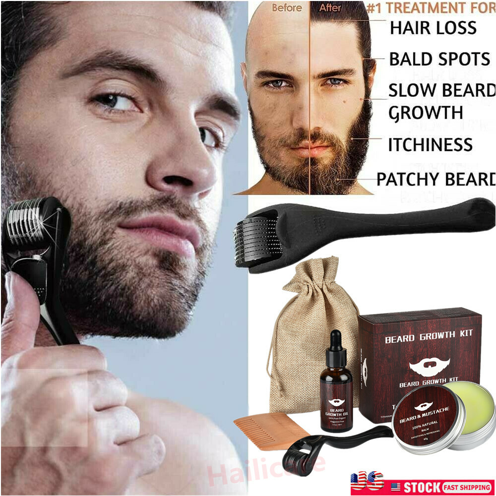 Beard Growth Kit Beard Growth Serum Derma Roller Set for Beard and