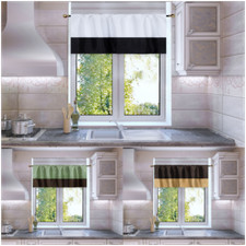 1PC Faux Silk Straight LINED Window Valance Topper Waterfall rod pocket KIM 24"