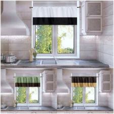 1PC Faux Silk Straight LINED Window Valance Topper Waterfall rod pocket KIM 24"