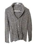 Architect Petites Gray Cable Knit Cardigan Sweater PL Wool Blend