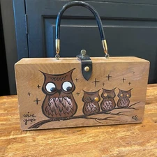 Enid Collins Vintage Wooden Box Purse - Wise Guys