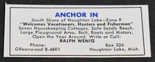 1960 Print Ad Houghton Lake Anchor Inn Cottages Ralph Wenig Vacationers Art
