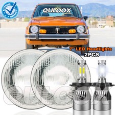 Pair 7 In Round Led Headlights High Low Beam For Honda Civic 1976-1981 White