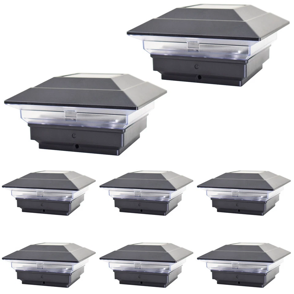 8 Luces de poste solares negras bronce marrón cobre blanco 4x4 tapa cubierta cerca exterior Foto 3 de 4