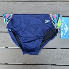 The Finals Hyperblast Splice Blue/Multicolor Splice Racer Briefs, Boy Sz 24 NEW