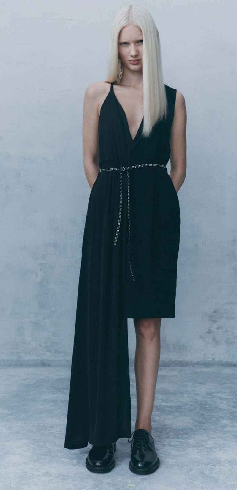 MAISON MARGIELA Nuovo con etichetta! ABITO CINTURA ASIMMETRICA MAISON MARTIN MARGIELA FOR H&M NERO LANA SETA EU38