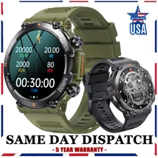 Men Smart Watch BT Waterproof Military Tactical Wristwatch Sport Fitness Tracker