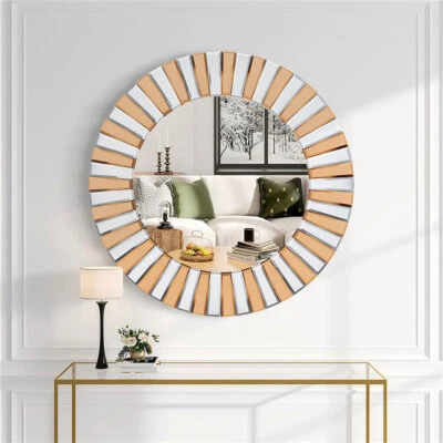 Groß Wandspiegel Gold Luxus Zierspiegel Rund Badspiegel Bad Flur Deko 60/80CM DE - Bild 1 von 4