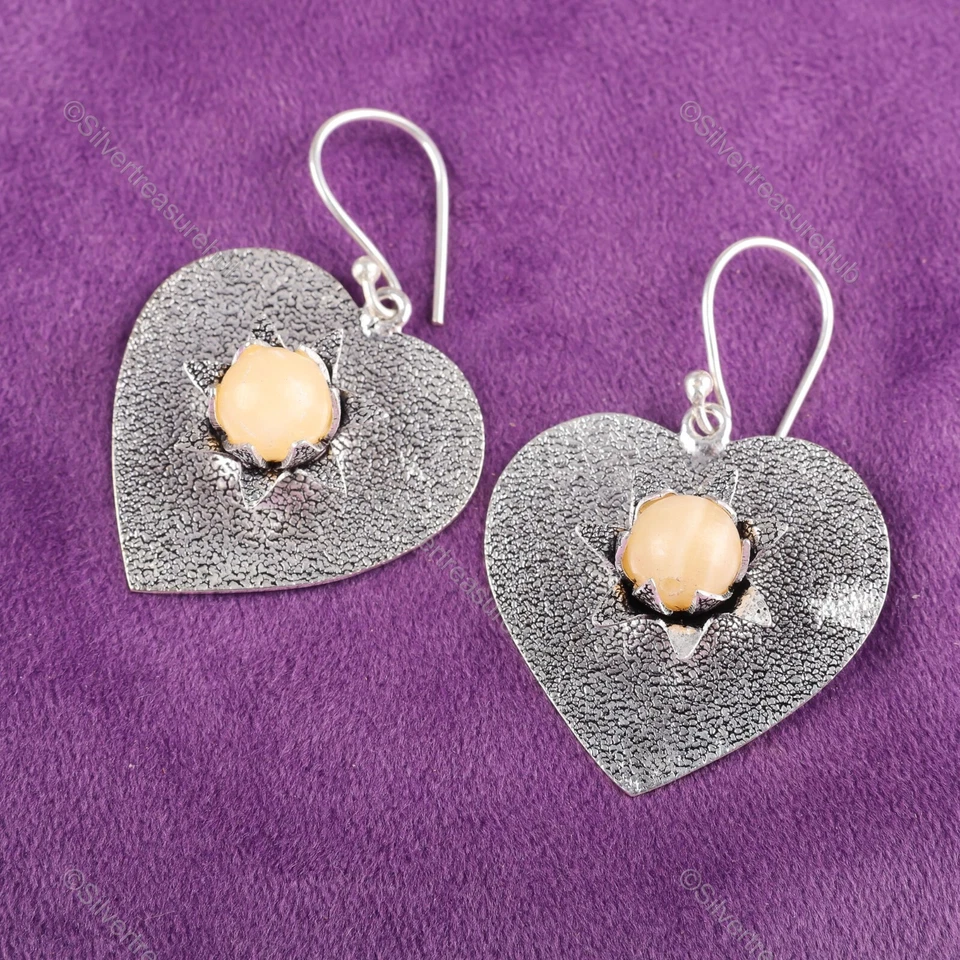 925纯银第三眼脉轮黄色方解石串珠妻子耳环 — 第 3/4 张图片