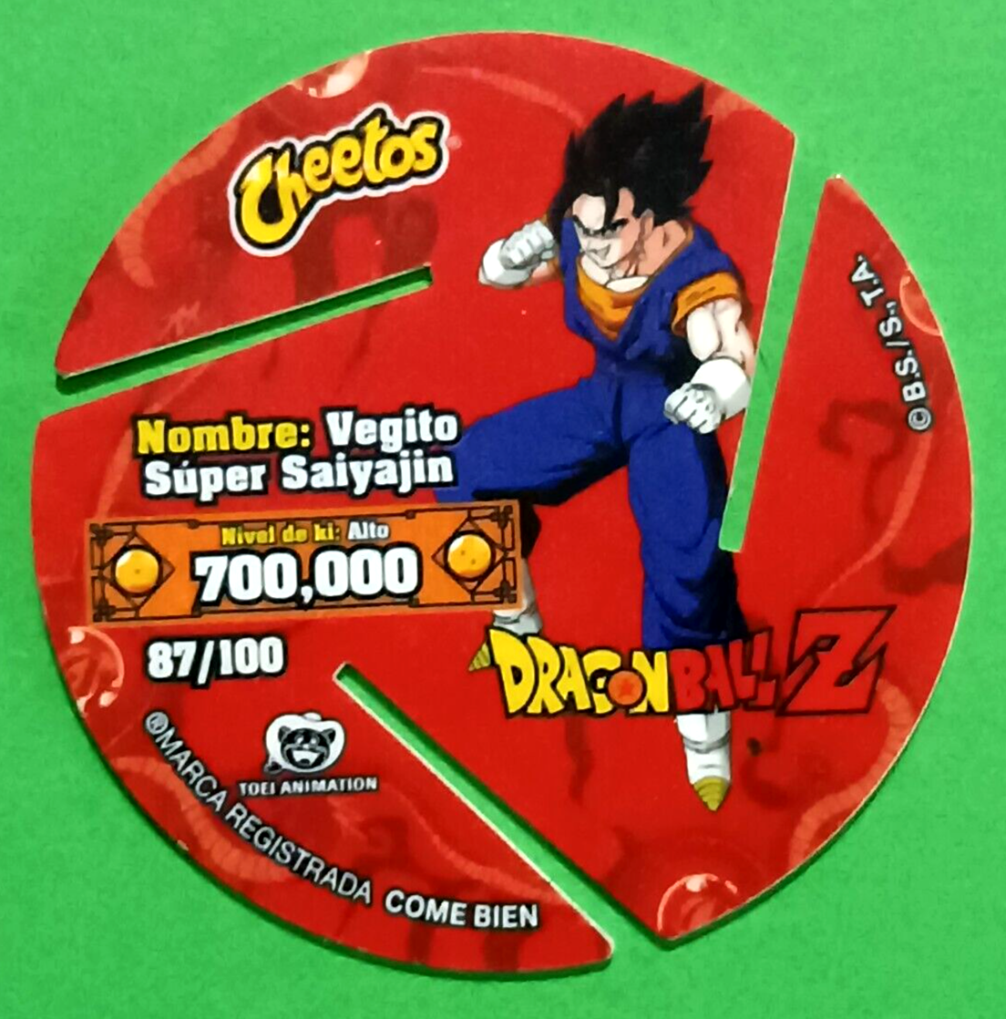 TAZO DRAGON BALL Z Cheetos #087 VEGETTO SSJ 2018 MEXICO Pogs