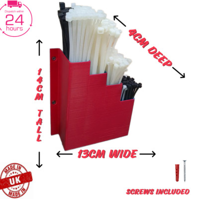 Rot Kabelbinder Halter Reißverschluss Krawatte Aufbewahrung Regal Wandhalterung Organizer Behälter UK