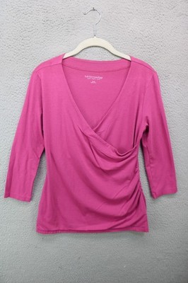 Soft Surroundings Pink 3/4 Sleeve Ballerina Wrap Tunic-Small-Minimalist-Soft