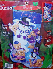 Bucilla Bears "SNOW DAYS" Felt Christmas Stocking Kit-OOP Penguin Factory Direct